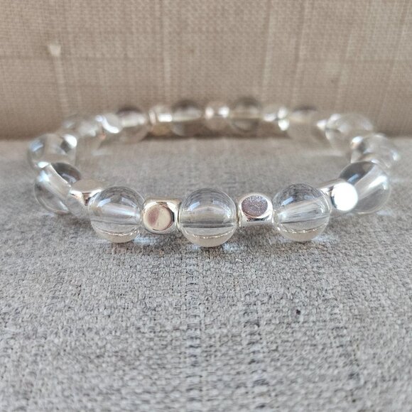 Fashion Bracelet Stretched Wrist Band Clear/Silver Tone Bracelet Adjustable New - Picture 7 of 11